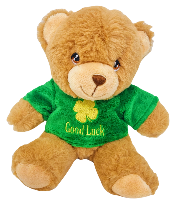 Good Luck Teddy Bear - Lucky Four Leaf Clover Charm - Keeleco Special Occassions 100% Recycled