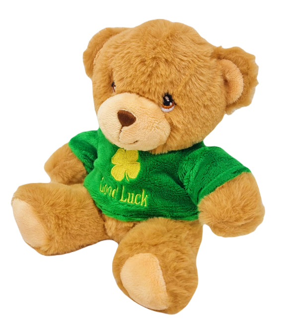 Good Luck Teddy Bear - Lucky Four Leaf Clover Charm - Keeleco Special Occassions 100% Recycled