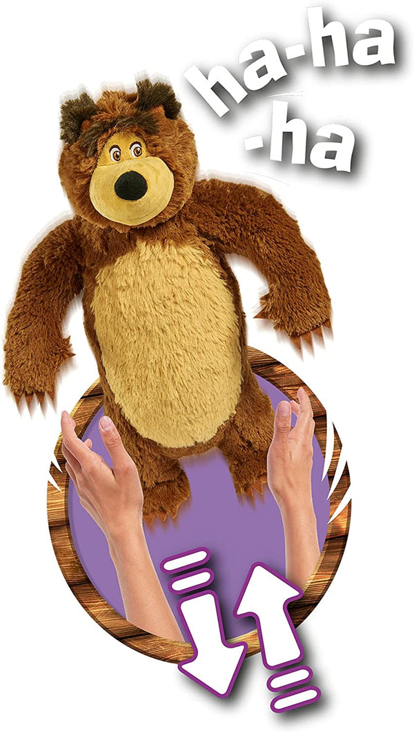 Simba 109301083 Masha and The Bear The Shake and Sound Interactive 43CM Soft Toy Bear, Tan/Brown