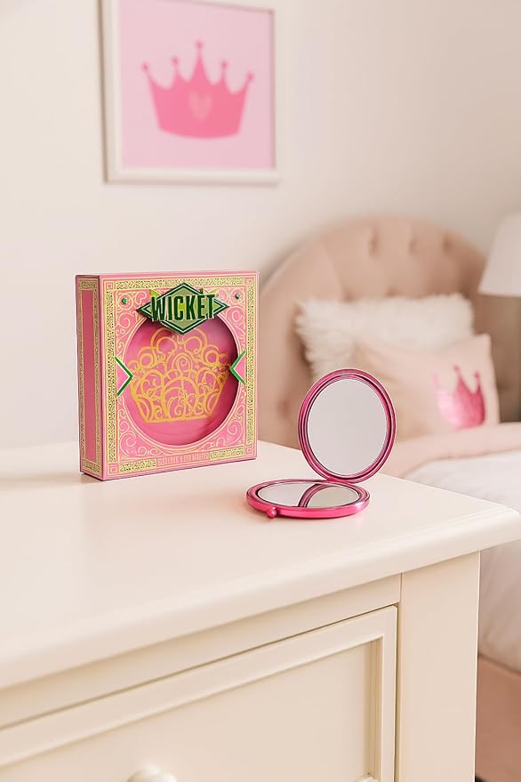 Official Wicked Compact Mirror Glinda Design | Pink Portable Makeup Mirror