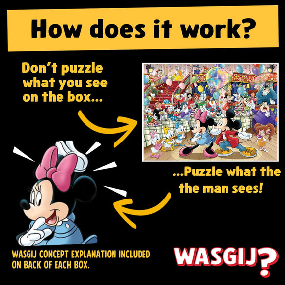 Wasgij Disney Mickey’s Party 1000 Piece Jigsaw Puzzle | Brain Teaser Puzzle for Adults | Unique Imagination Puzzle Game