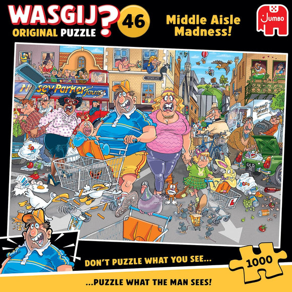 Wasgij Original 46 Middle Aisle Madness 1000 Piece Jigsaw Puzzle | Brain Teaser Puzzle for Adults | Challenging Imagination Puzzle