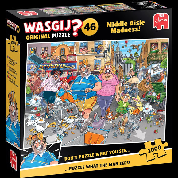 Wasgij Original 46 Middle Aisle Madness 1000 Piece Jigsaw Puzzle | Brain Teaser Puzzle for Adults | Challenging Imagination Puzzle