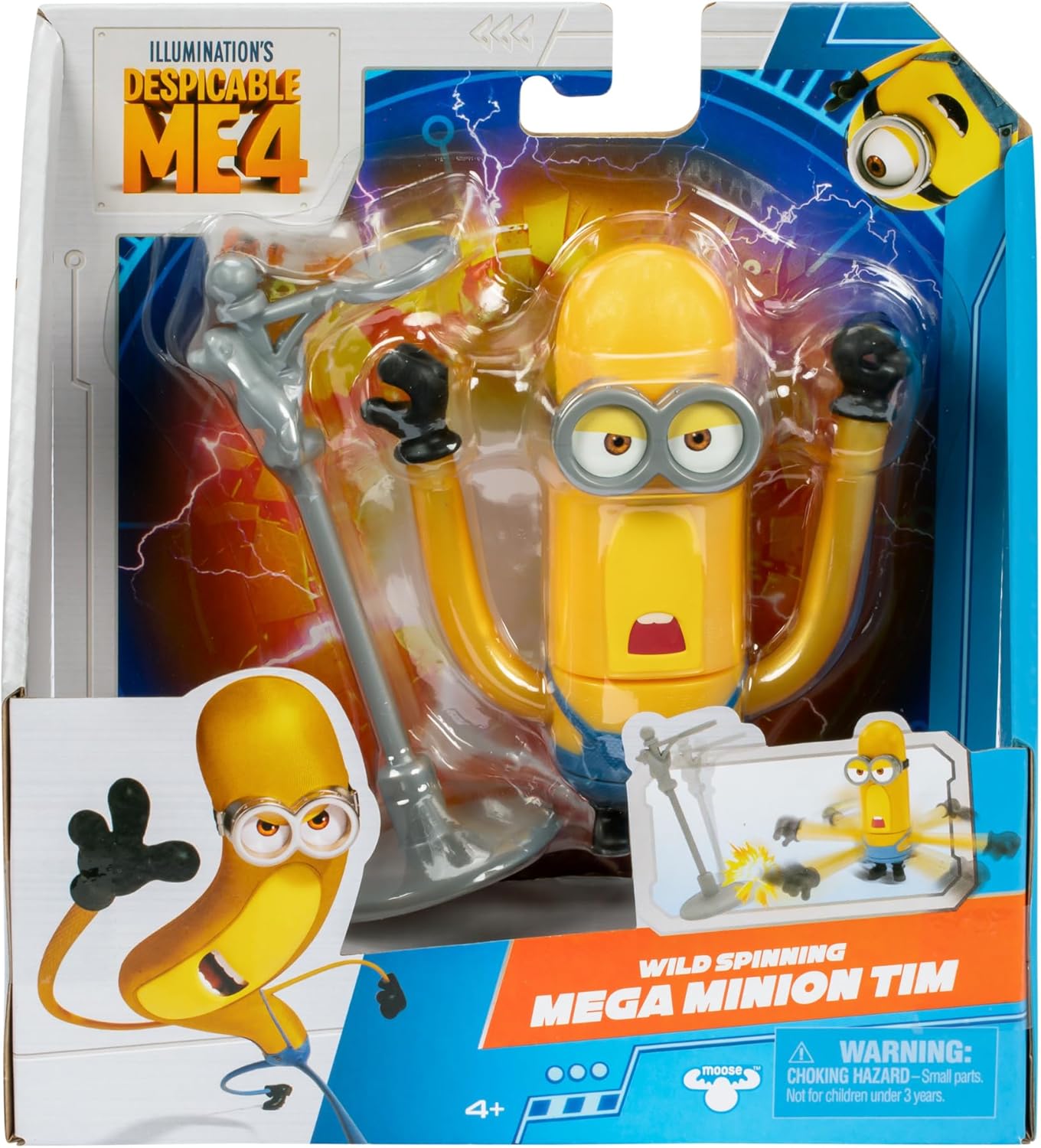 MINIONS Despicable Me 4 Wild Spinning Mega Tim Action Figure Press Down On Tim's head