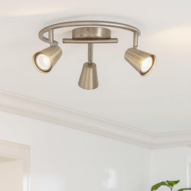 3 Bulb Spotlight Travale S- GU10-LED Matt Nickel- 3 x 5W LED Bulbs Included - 0