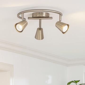 3 Bulb Spotlight Travale S- GU10-LED Matt Nickel- 3 x 5W LED Bulbs Included - 0