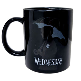 Wednesday Addams Mug & Sock Set Black Gothic Dark Humor Coffee Cup Striped Socks - 0