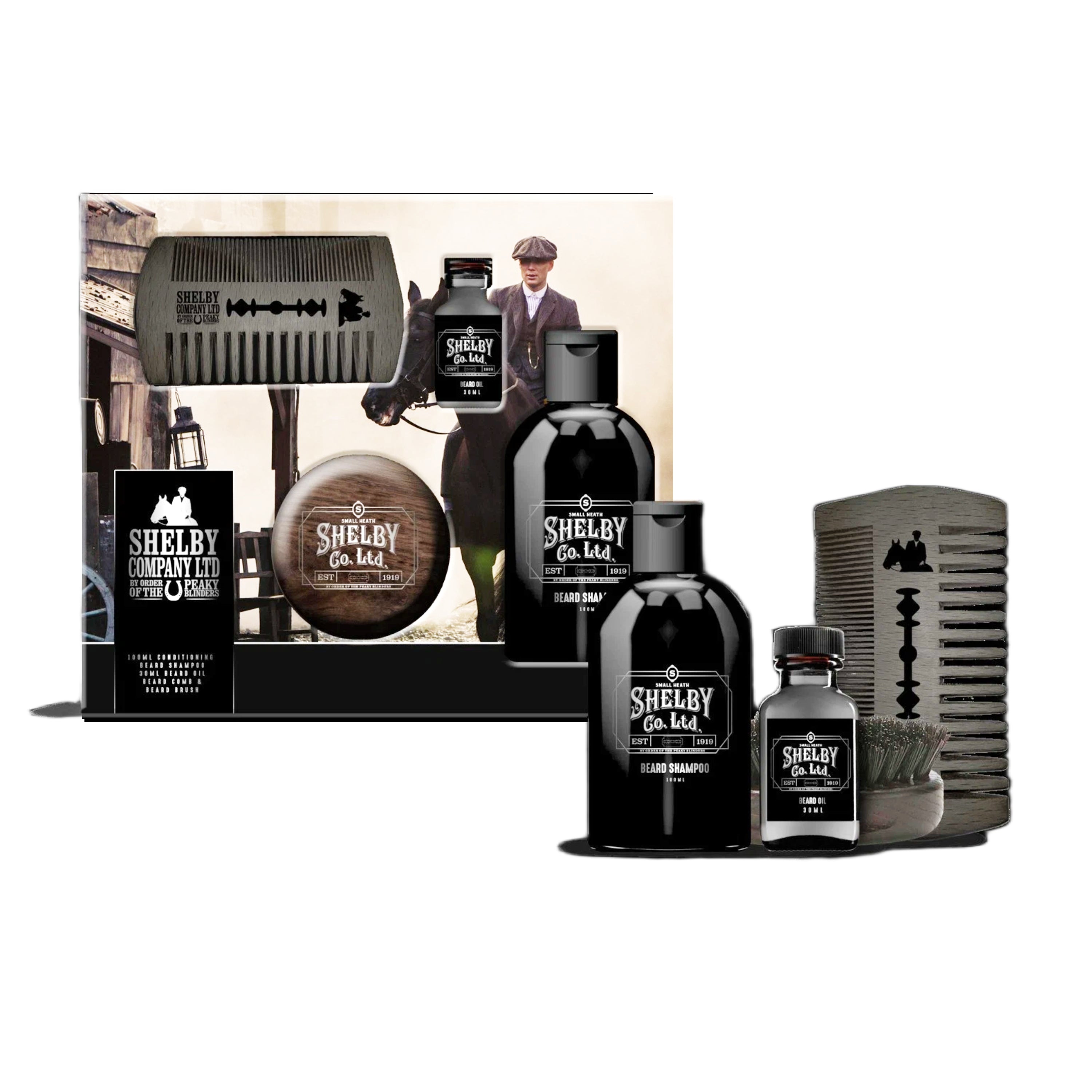Peaky Blinders Gift Set 250ml Beard Shampoo, 30ml Beard Oil, Beard Comb & Brush