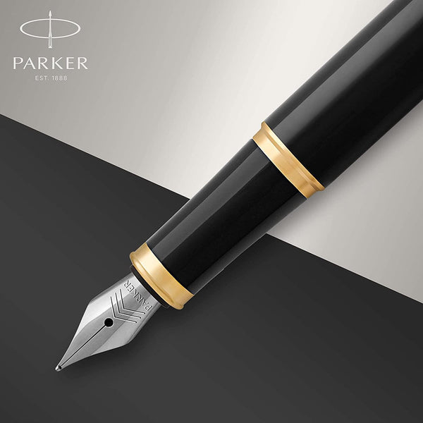 Parker IM Matt Black Gold Trim Fountain Pen Fine NIB Comfortable Ergonomic Shape