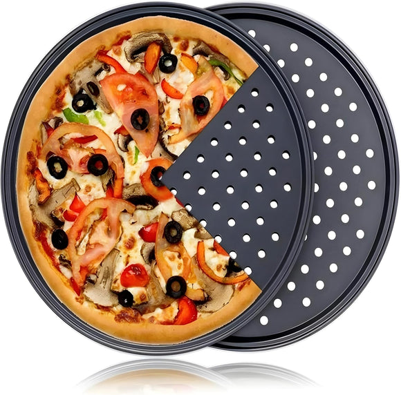 Non-Stick Pizza Baking Pan Round Mesh Tray Set of Three - 26/28/32cm
