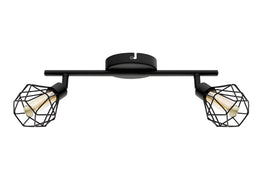 Barba 2 Bulb Ceiling Spotlight Black & Amber - Bulbs Included - 0