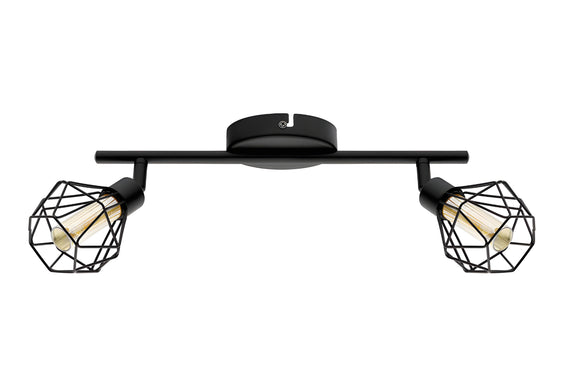 Barba 2 Bulb Ceiling Spotlight Black & Amber - Bulbs Included