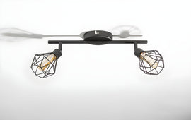 Barba 2 Bulb Ceiling Spotlight Black & Amber - Bulbs Included