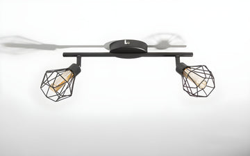 Barba black and amber 2 light ceiling spotlight