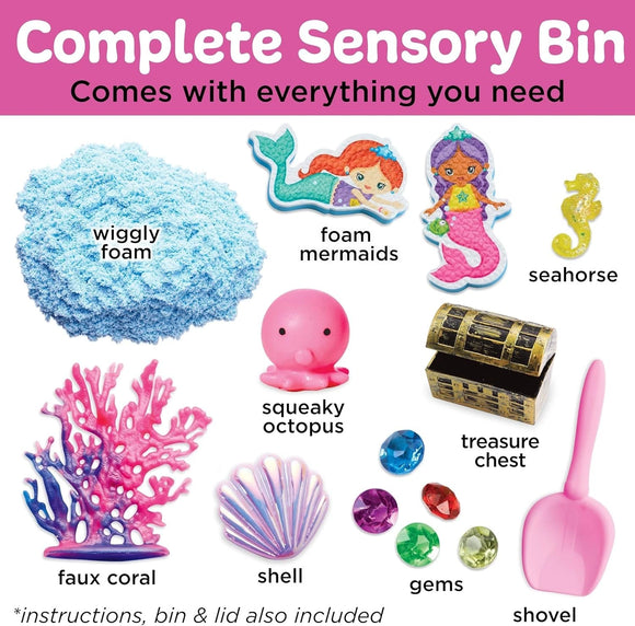 Creativity for Kids Sensory Bin - Mermaid Theme | Toddler Sensory Play Kit with Sand, Mermaids, Treasure Chest & Ocean Toys | Educational Fine Motor Activity for Kids Ages 3+