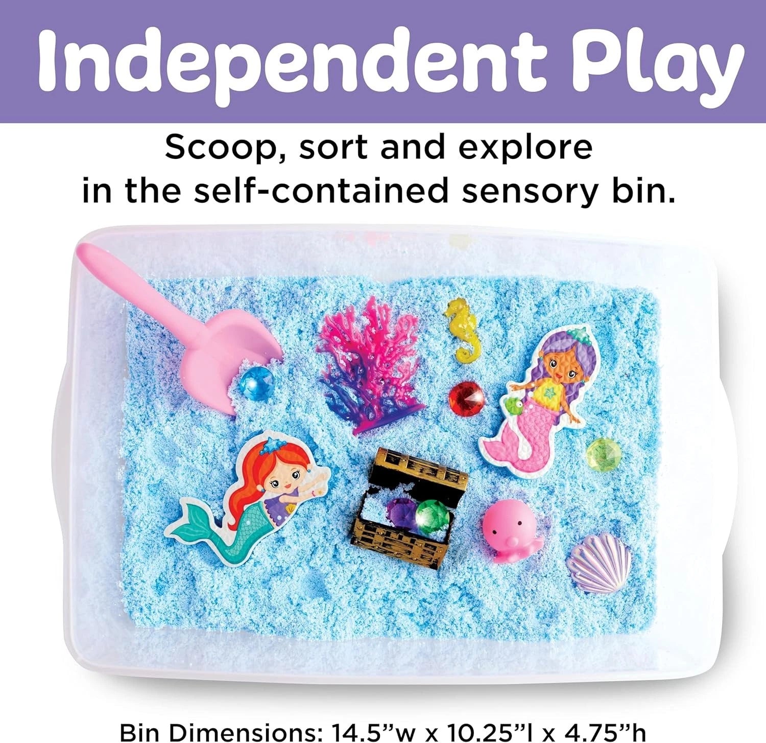 Creativity for Kids Sensory Bin - Mermaid Theme | Toddler Sensory Play Kit with Sand, Mermaids, Treasure Chest & Ocean Toys | Educational Fine Motor Activity for Kids Ages 3+