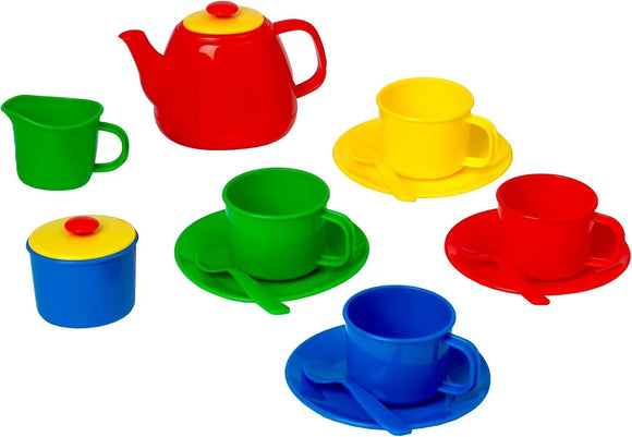  Children's pretend tea set with portable hinged carry case
