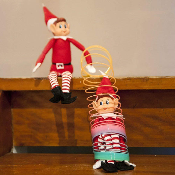Elves Behaving Badly Xmas Shelf Elf Naughty Boy Girl Christmas Set Of Two