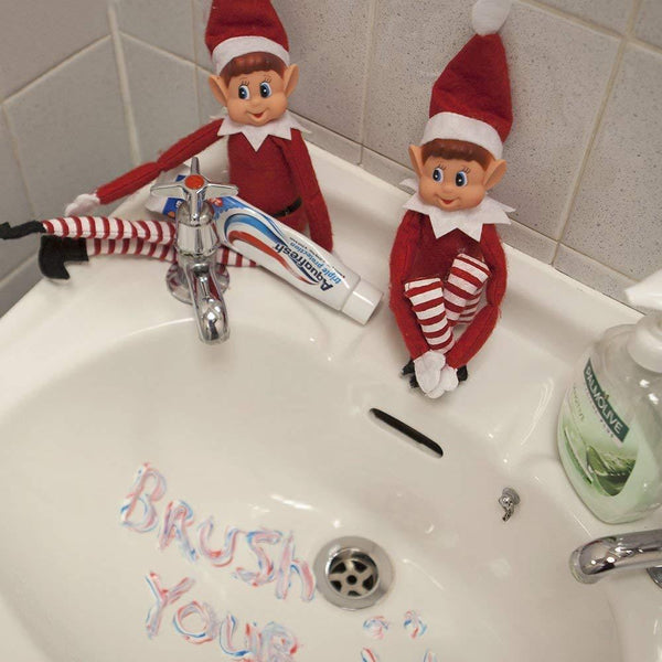 Elves Behaving Badly Xmas Shelf Elf Naughty Boy Girl Christmas Set Of Two