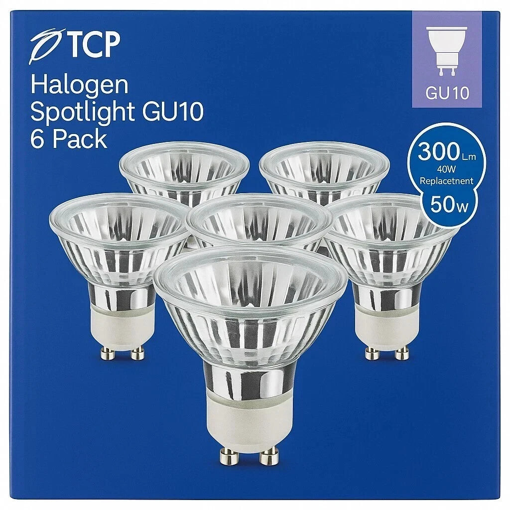 GU10 Dimmable 50W x 24 TCP Halogen Spotlight Bulbs