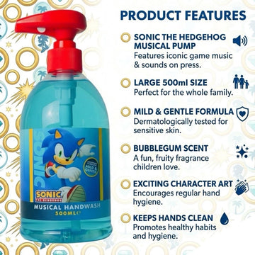 Sonic Musical Hand Wash 500ml Bubblegum Scent Gentle Soap Pump - 0