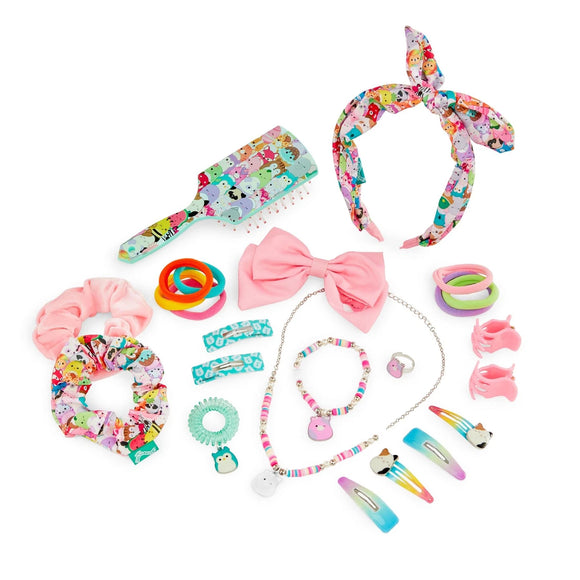 Squishmallows Hair Styling Jewellery Set 24 Hair Accessories for Girls 3-7 Years