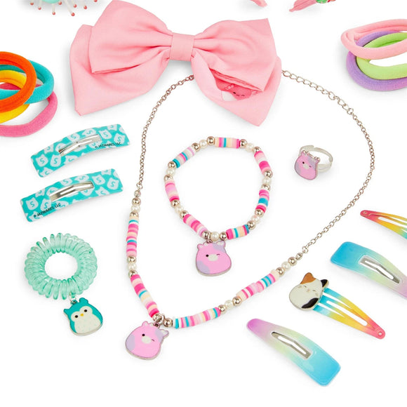 Squishmallows Hair Styling Jewellery Set 24 Hair Accessories for Girls 3-7 Years