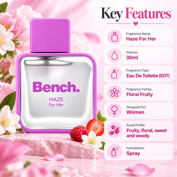  Bench Haze for Her Eau de Toilette with fruity top notes and a warm woody base