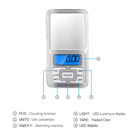 Digital Pocket Precision Scales 0.1 gram to 1000 grams - Batteries Included - 0
