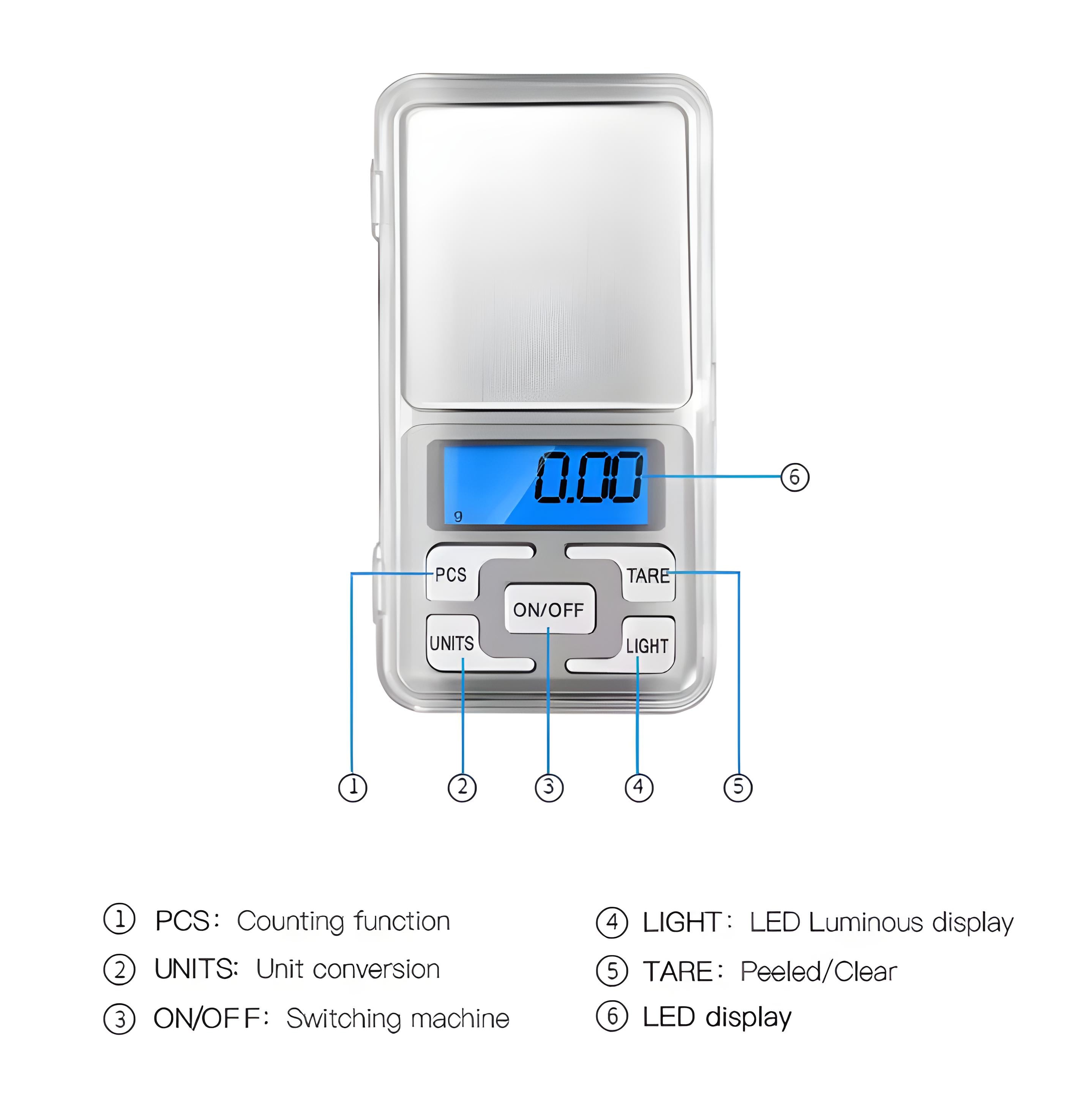 Digital Pocket Precision Scales 500 x 0.01g - Batteries Included - 0