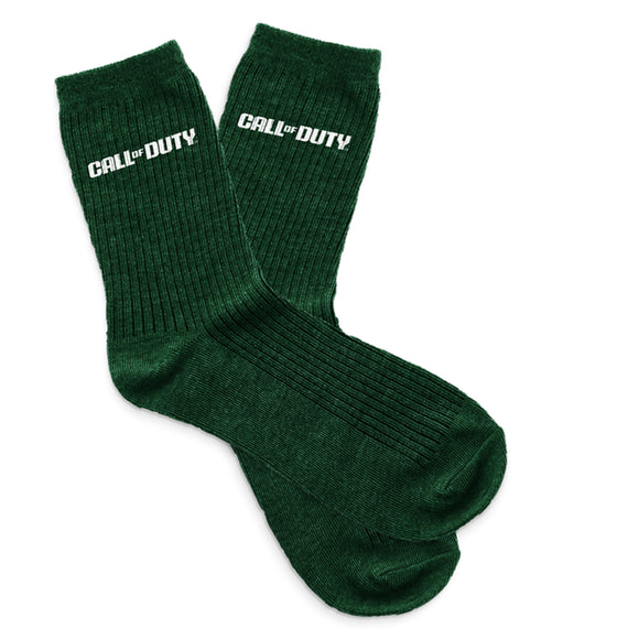 Call of Duty Official Green Crew Socks, Premium Ribbed Comfort, Cotton Blend