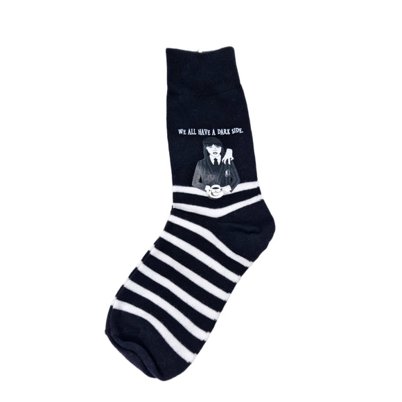 Wednesday Addams Mug & Sock Set Black Gothic Dark Humor Coffee Cup Striped Socks