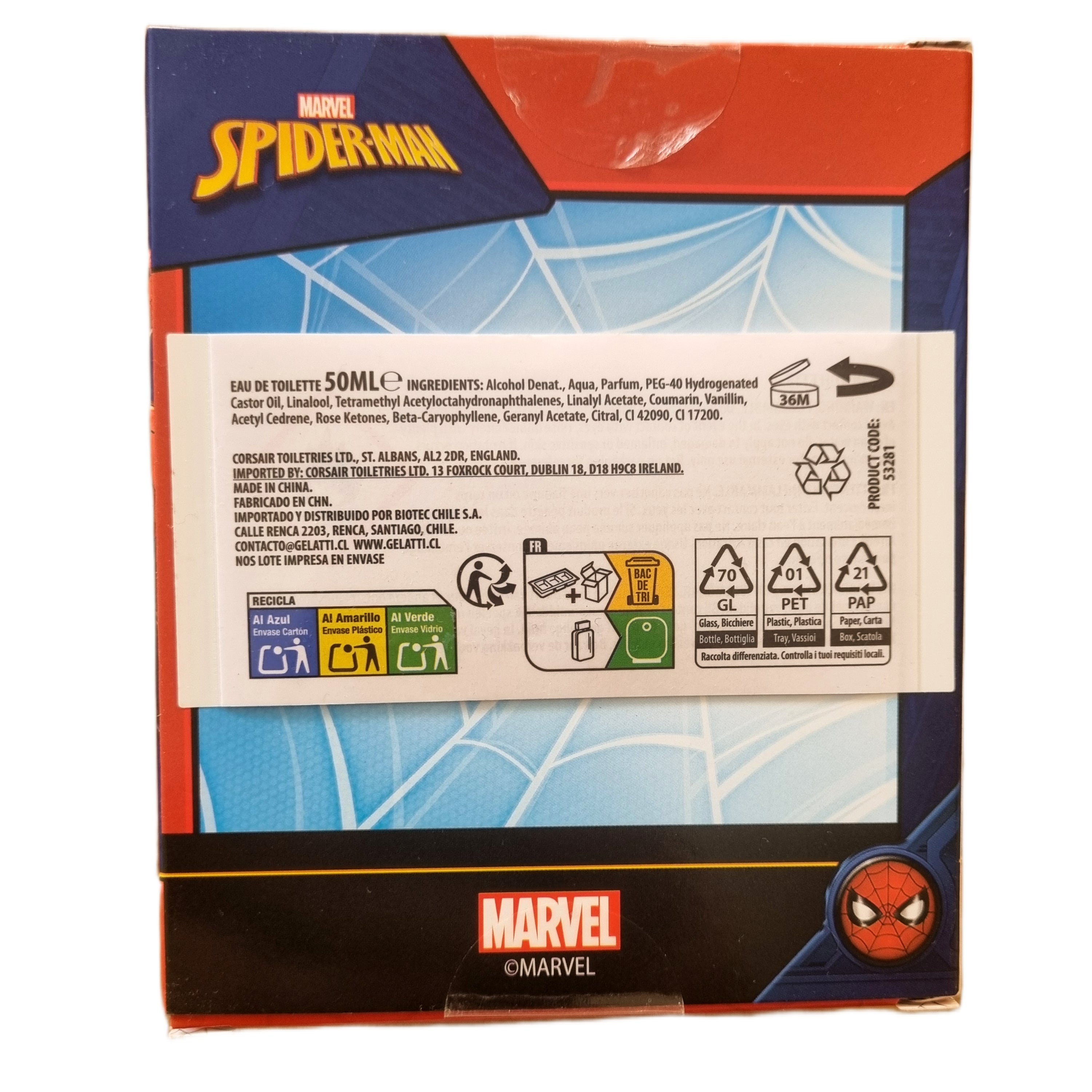 Marvel Spiderman Eau De Toilette 50ml Kids Boys Fragrance Perfume