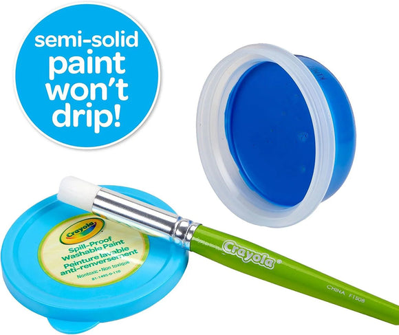 Crayola Spill-Proof Washable Paint Set for Kids 3+ | No-Drip Mess-Free Art Kit with Brush & 20 Activity Pages