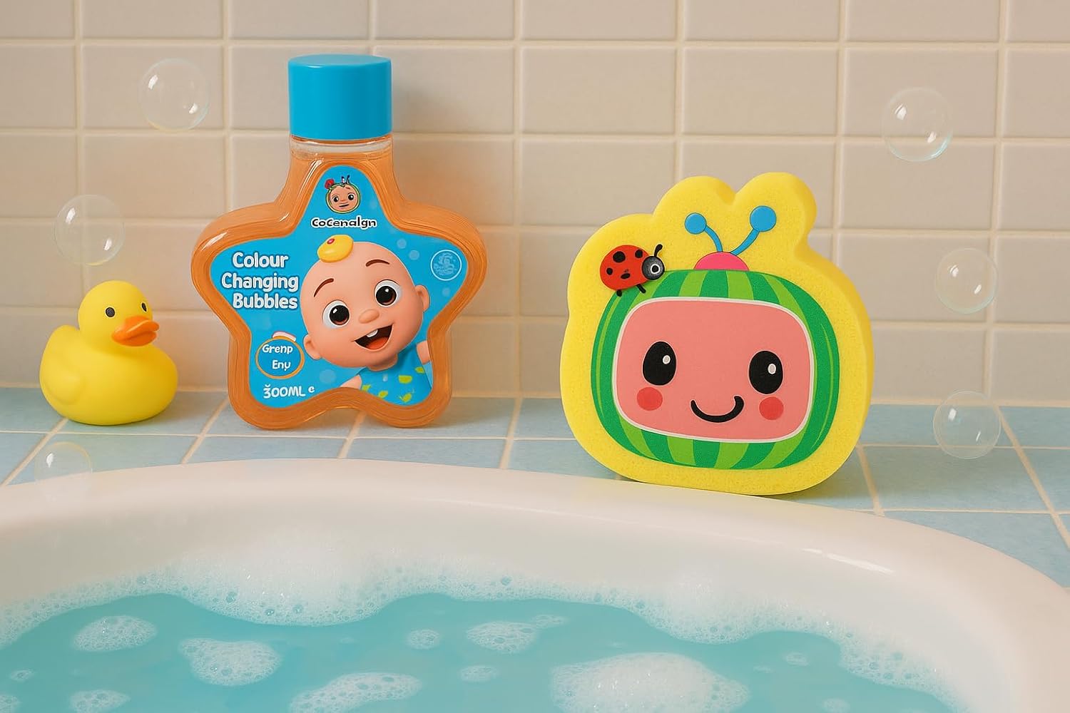 COCOMELON 350ML Bubble Bath, Bath Sponge Gift Set