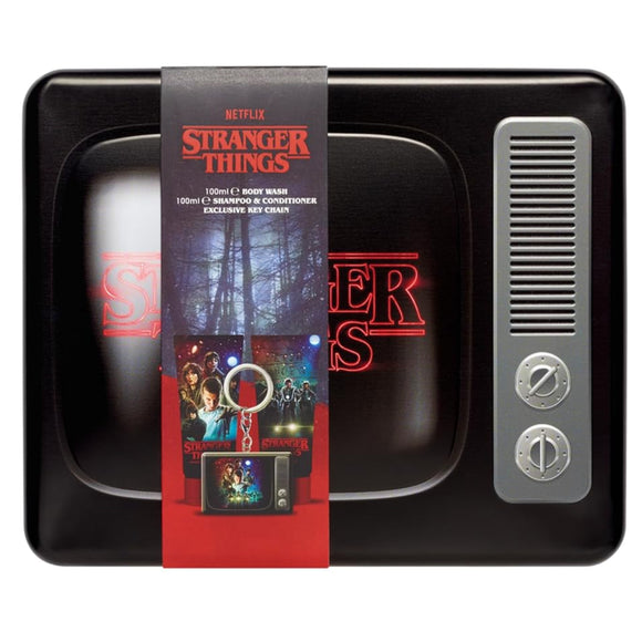 Stranger Things TV Tin Gift Set – Body Wash, Shampoo & Conditioner, Keychain