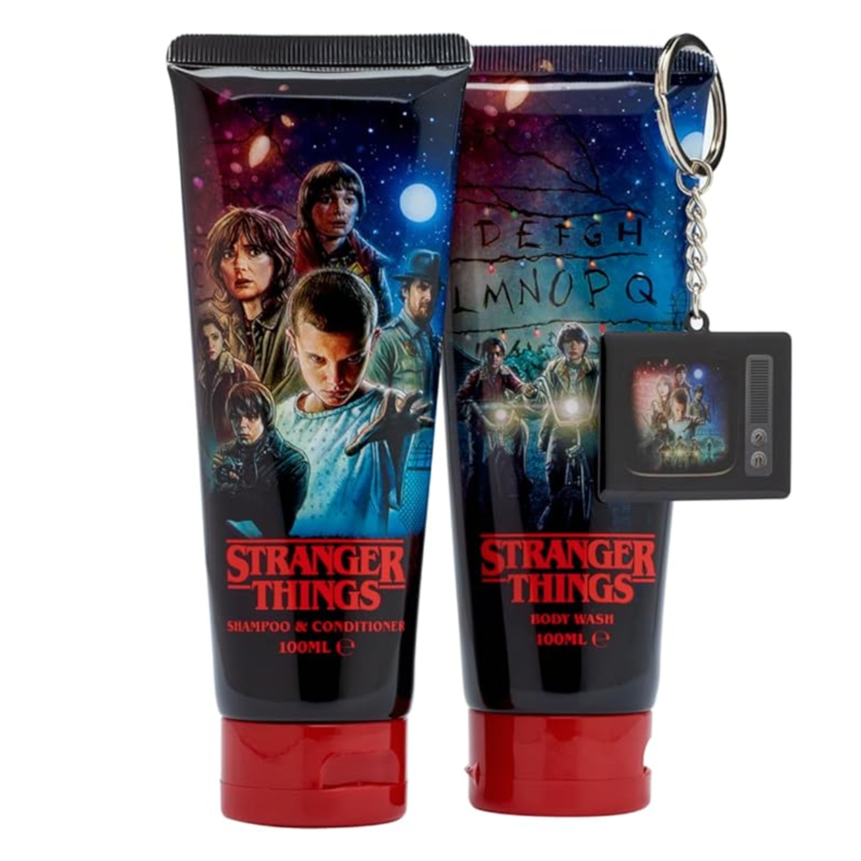 Stranger Things TV Tin Gift Set – Body Wash, Shampoo & Conditioner, Keychain