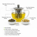 Glass Teapot Steel Infuser & Lid Heat Resistant Borosilicate Loose Tea 1200ml-1