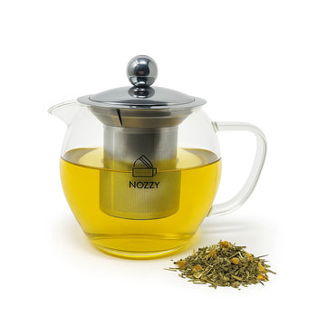 Glass Teapot Steel Infuser & Lid Heat Resistant Borosilicate Loose Tea 1200ml - 0