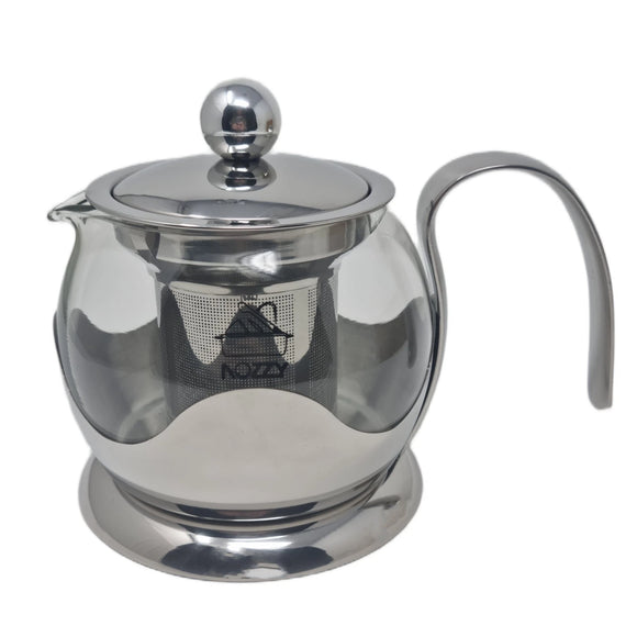 Glass Teapot Steel Infuser & Lid Heat Resistant Borosilicate Loose Tea 800ml