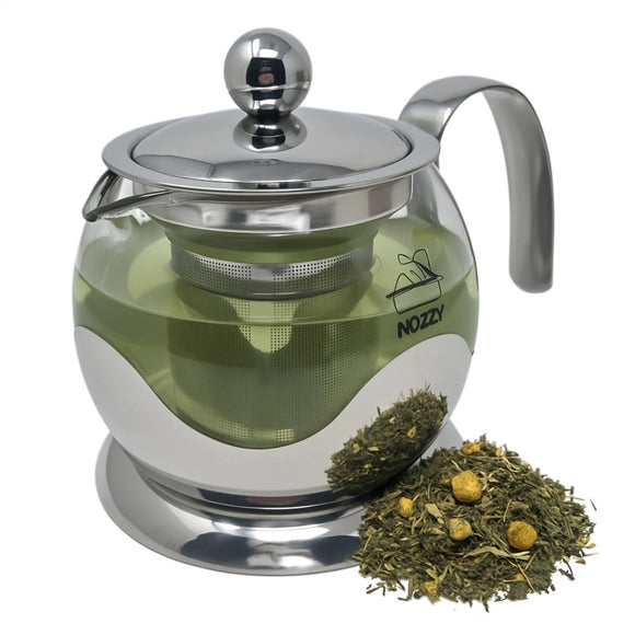 Glass Teapot Steel Infuser & Lid Heat Resistant Borosilicate Loose Tea 800ml