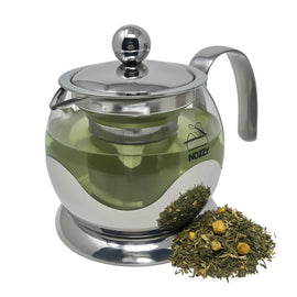 Glass Teapot Steel Infuser & Lid Heat Resistant Borosilicate Loose Tea 800ml