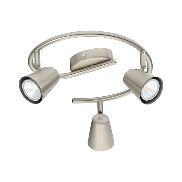 3 Bulb Spotlight Travale S- GU10-LED Matt Nickel- 3 x 5W LED Bulbs Included