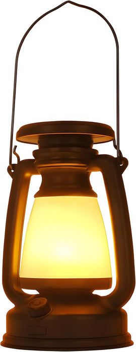 Vintage Camping Lantern Stepless Dimmable Rechargeable Solar Powered - 0