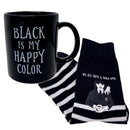 Wednesday Addams Mug & Sock Set Black Gothic Dark Humor Coffee Cup Striped Socks-1