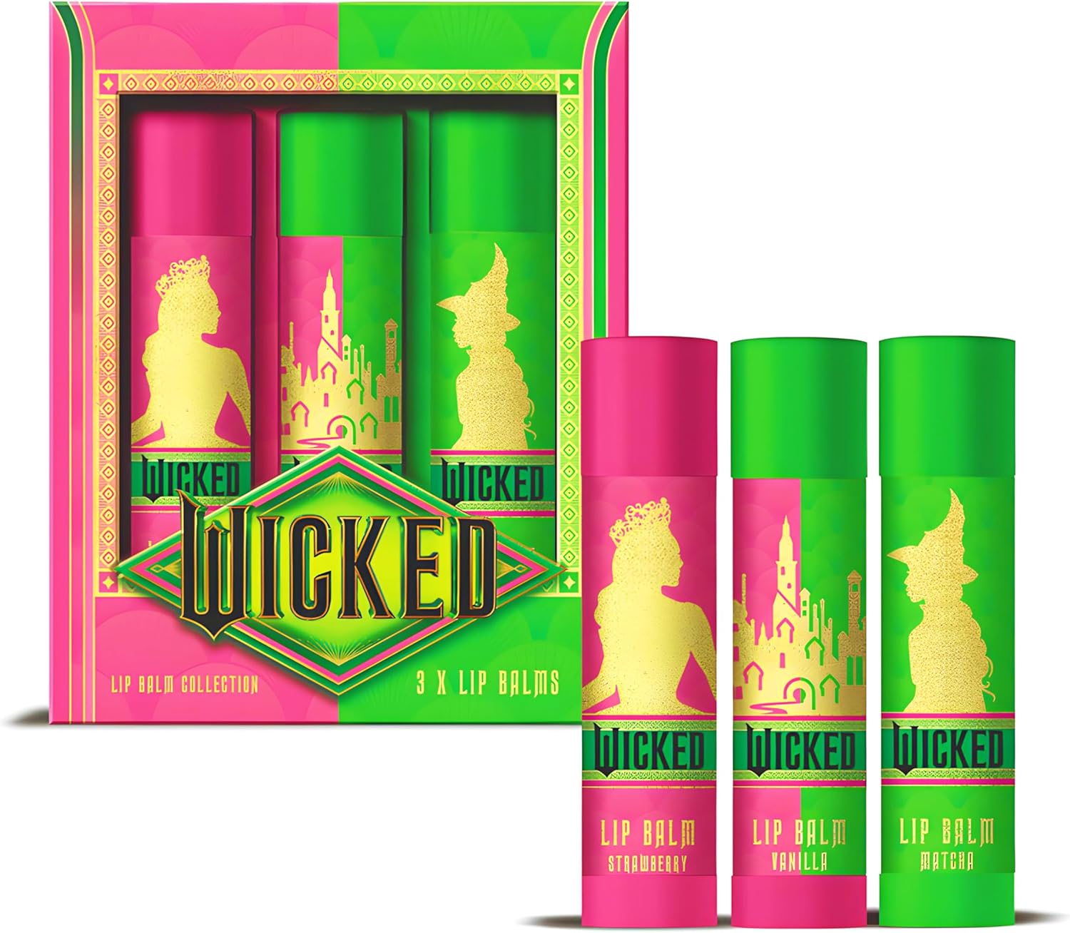 Official Wicked Gift Collection – Green Cosmetic Bag + Pink Compact Mirror