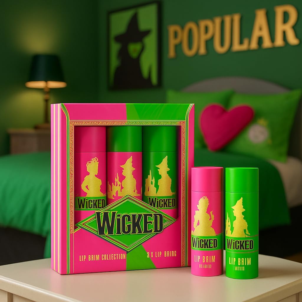 Official Wicked Gift Collection – Green Cosmetic Bag + Pink Compact Mirror - 0