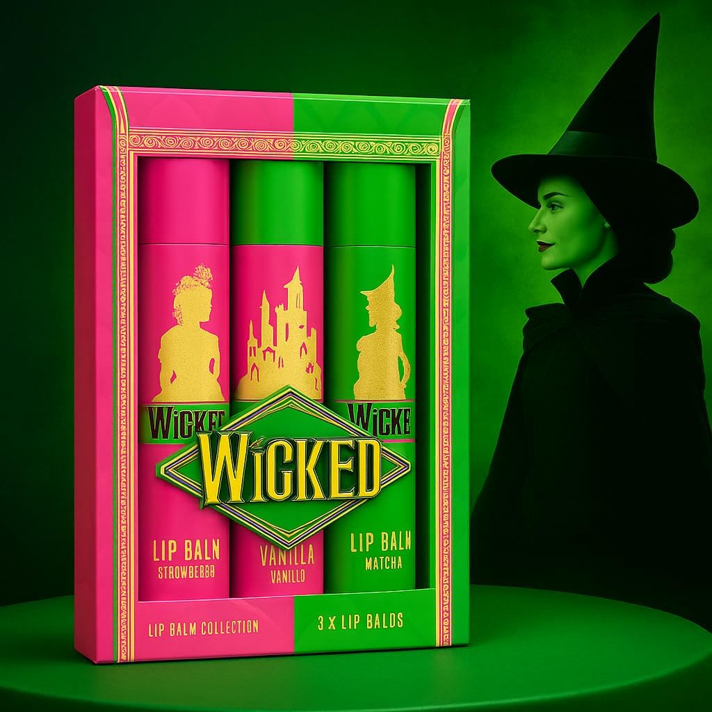 Official Wicked Gift Collection – Green Cosmetic Bag + Pink Compact Mirror
