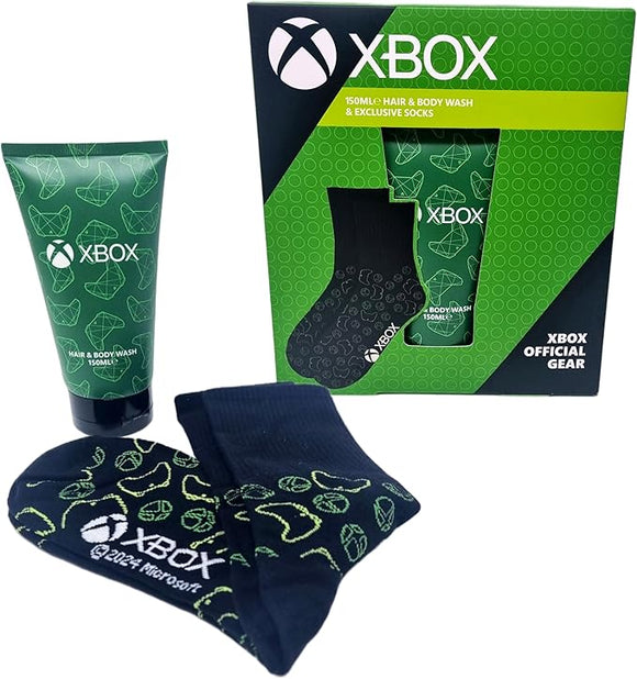 XBOX Hair & Body Wash & Socks Gift Set – 150ml Refreshing Wash & Exclusive Gamer Socks – Fun Gift for Men & Teens