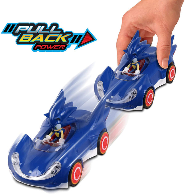 Official Sonic the Hedgehog Movie Toys | SEGA Racing Pull Back Speed Racer | Large Size Toy Car- Blue